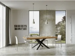 Mesa extensible 140/244x90 cm Volantis Premium roble natural patas antracita