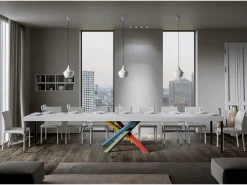Mesa extensible 90x200/460 cm Volantis Premium Fresno Blanco estructura multicolor 4/B