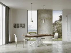 Mesa extensible 90x120/224 cm Volantis Premium Nogal estructura blanco