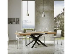 Mesa extensible 130/390x90 cm Volantis roble natural patas antracita
