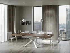 Mesa extensible 180/284x90 cm Volantis nogal patas blancas