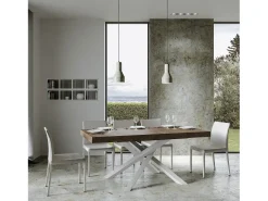 Mesa extensible 180/284x90 cm Volantis nogal patas blancas