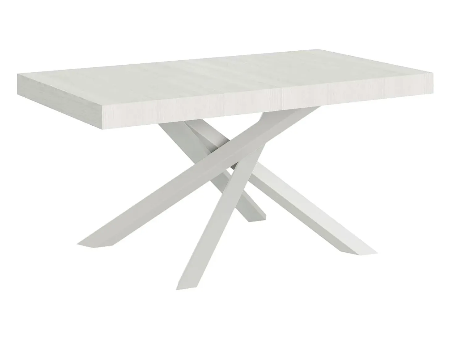 Mesa extensible 160/264x90 cm Volantis fresno blanco patas blancas