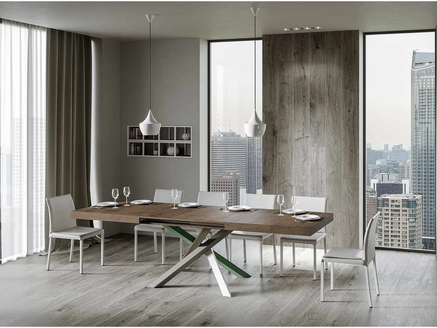 Mesa extensible 200/460x90 cm Volantis nogal patas multicolor 4/A