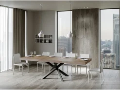 Mesa extensible 180/284x90 cm Volantis Premium nogal patas antracita