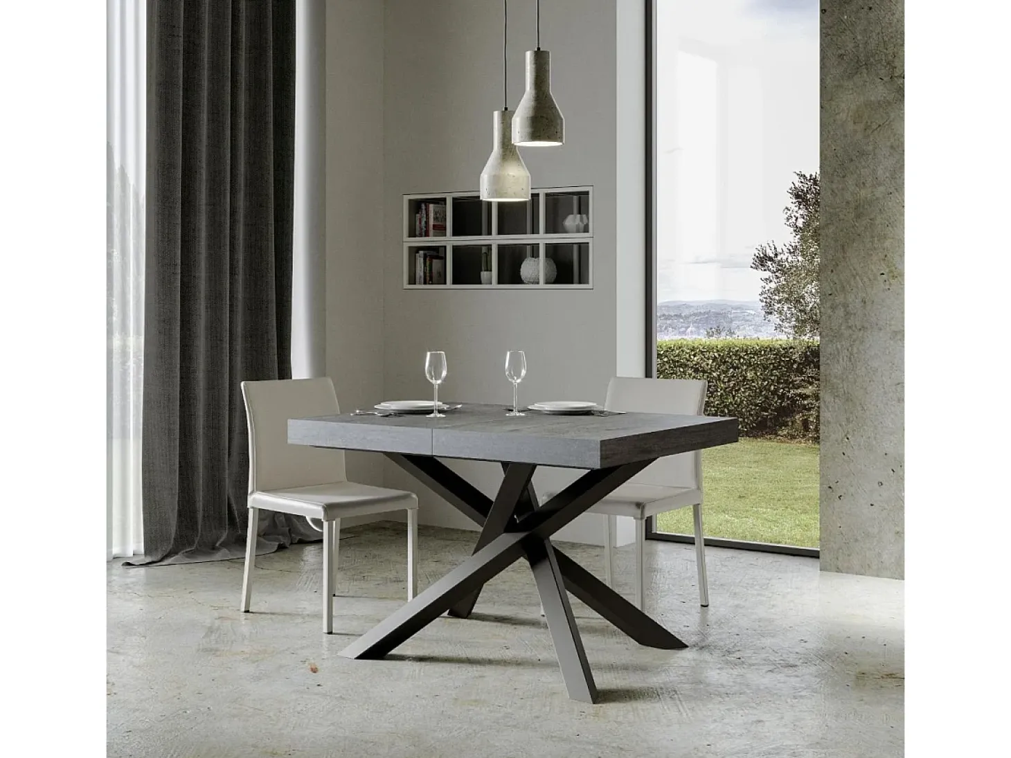 Mesa extensible 130/234x90 cm Volantis cemento patas antracita