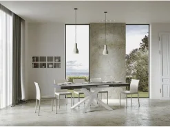 Mesa extensible 130/234x90 cm Volantis cemento patas blancas