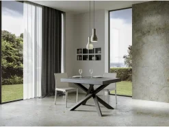 Mesa extensible 120/380x90 cm Volantis hormigón con patas antracita