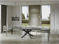 Mesa extensible 120/380x90 cm Volantis hormigón con patas antracita
