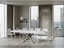 Mesa extensible 90x200/304 cm Volantis Premium Fresno Blanco estructura multicolor 4/C