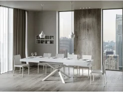 Mesa extensible 200/460x90 cm Volantis fresno blanco patas blancas
