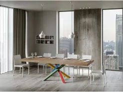 Mesa extensible 120/380x90 cm Volantis Premium patas roble natural multicolor 4/B