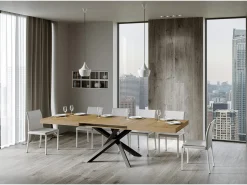 Mesa extensible 180/284x90 cm Volantis roble natural patas antracita
