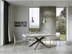 Mesa extensible 180/284x90 cm Volantis fresno blanco patas multicolor 4/C