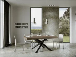 Mesa extensible 160/264x90 cm Volantis gris paloma patas antracita
