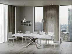 Mesa extensible 180/440x90 cm Volantis fresno blanco patas multicolor 4/C
