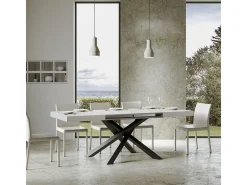 Mesa extensible 140/400x90 cm Volantis fresno blanco patas antracita