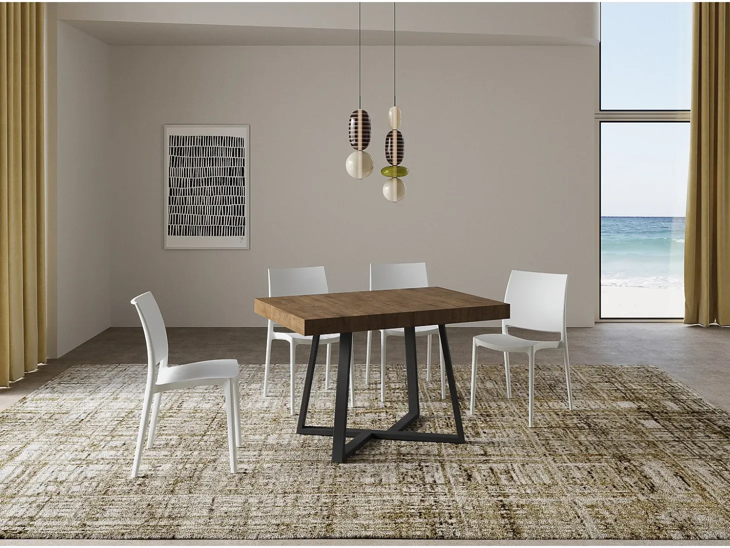 Mesa extensible 130/234x90 cm Zeplir nogal patas antracita