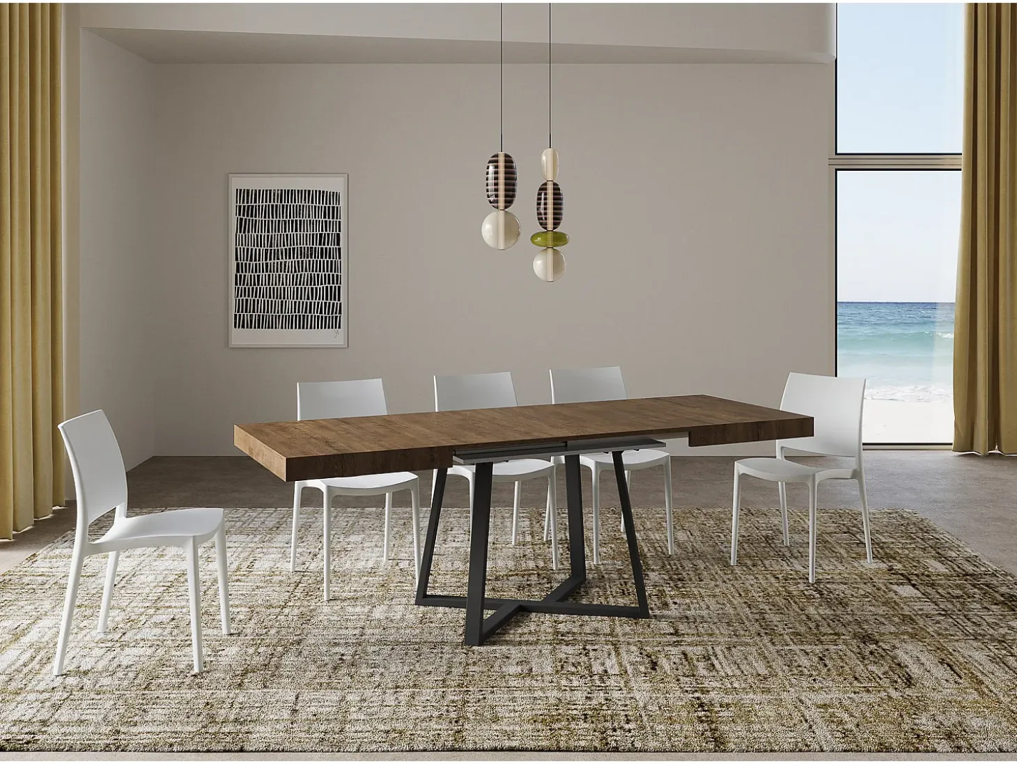 Mesa extensible 130/234x90 cm Zeplir nogal patas antracita