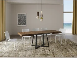 Mesa extensible 120/224x90 cm Zeplir nogal patas antracita