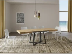 Mesa extensible 130/234x90 cm Zeplir roble natural patas antracita