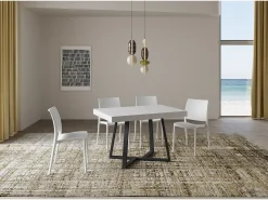 Mesa extensible 130/234x90 cm Zeplir fresno blanco patas antracita