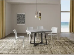 Mesa extensible 120/204x80 cm Zeplir cemento patas antracita