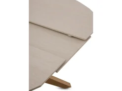 Mesa extensible 120/160x90 pie de roble con sobre cerámico travertino
