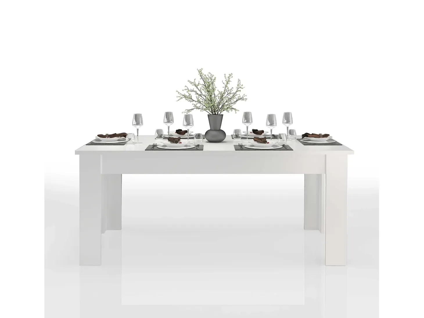 Mesa extensible 160-210x90cm blanca de diseño moderno para salón y cocina Jesi Long