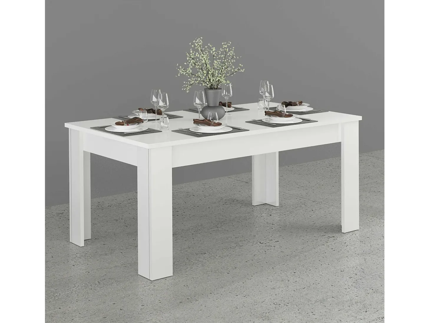Mesa extensible 160-210x90cm blanca de diseño moderno para salón y cocina Jesi Long