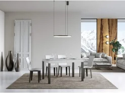 Mesa extensible 140/224x80cm Everyday fresno blanco patas antracita