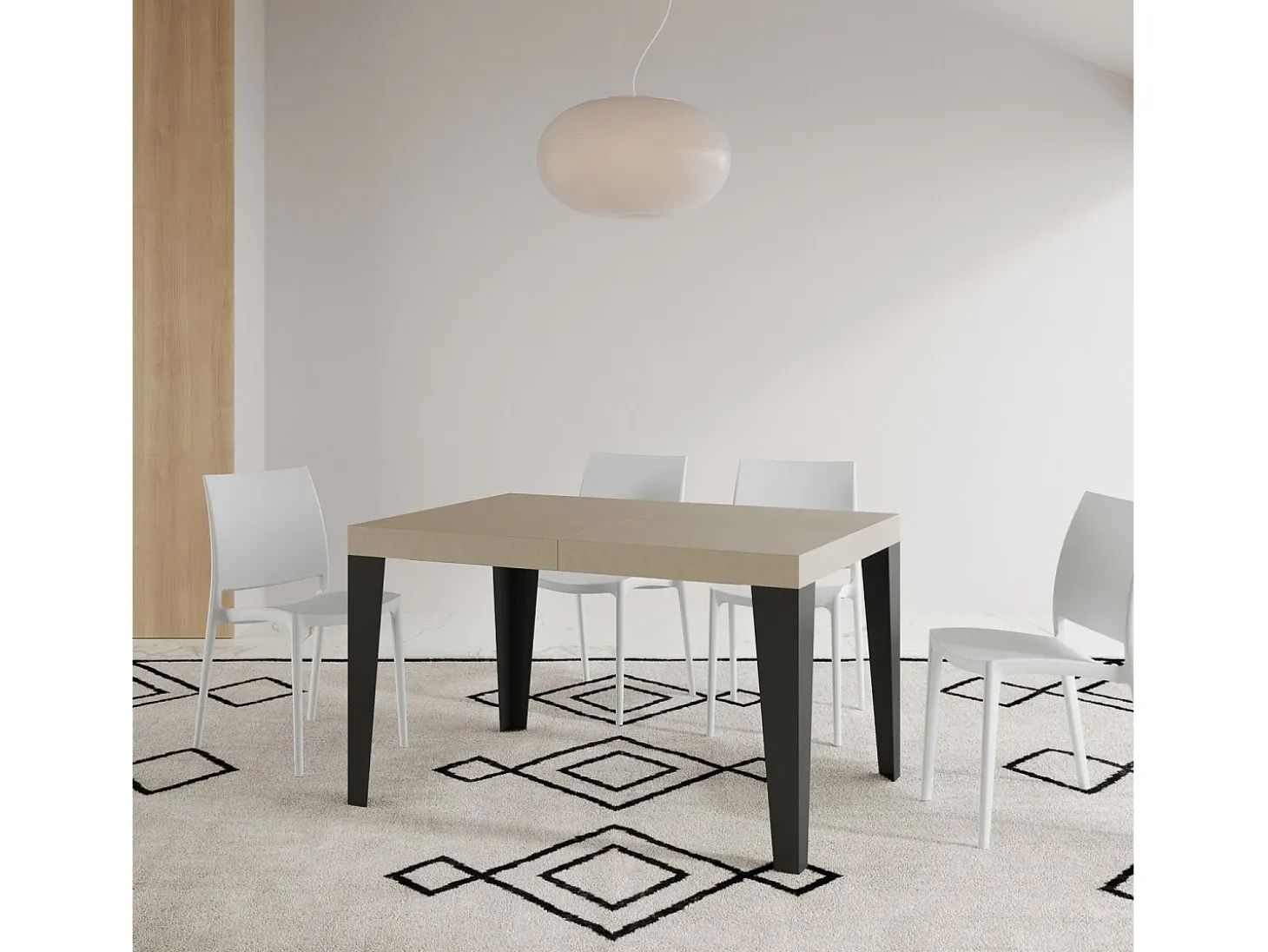 Mesa extensible 140/224x80cm Flame cachemira patas antracita