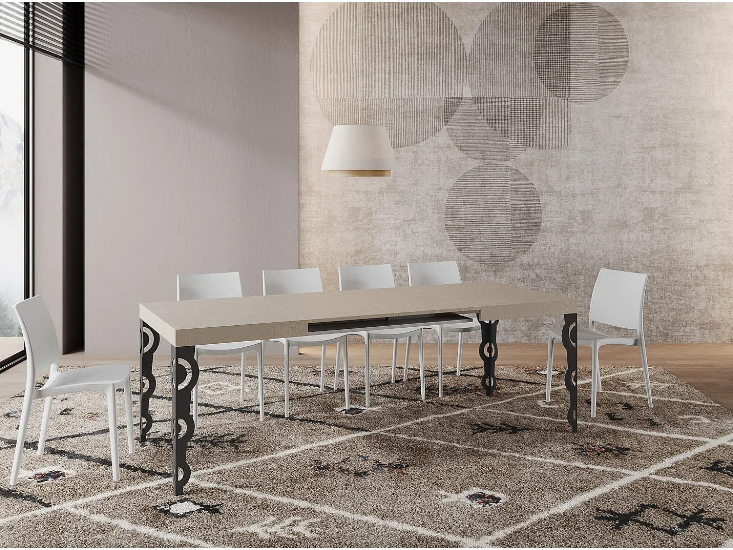 Mesa extensible 140/224x80cm Karamay cachemira patas antracita