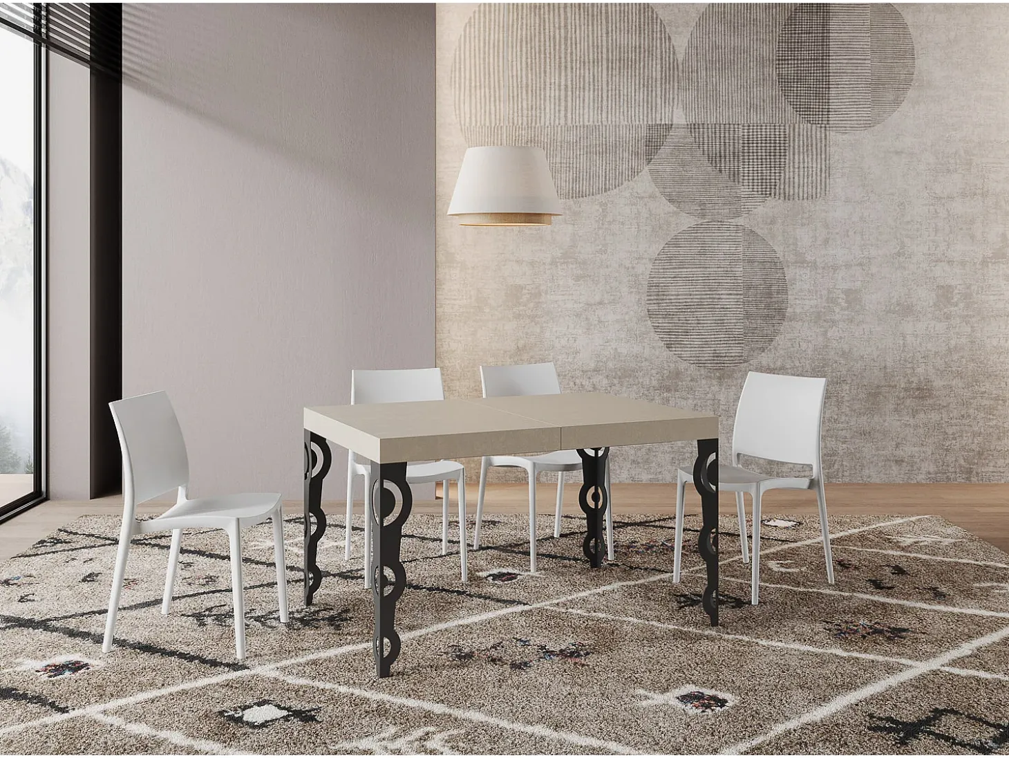 Mesa extensible 140/224x80cm Karamay cachemira patas antracita