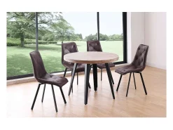 Mesa fija Berg roble honey patas metálicas negras 76 cm(alto) 100cm(ancho) 100 cm(largo)