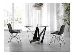 Mesa fija circular de vidrio templado Andrea, 120 x 76 cm (diámetro x alto)