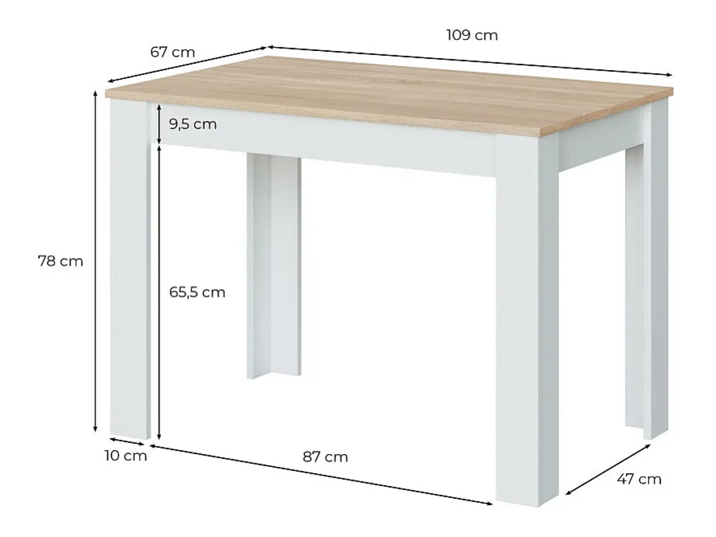 Mesa Fija Cocina Cloe Auxiliar Roble/Blanco 78x109x67 cm