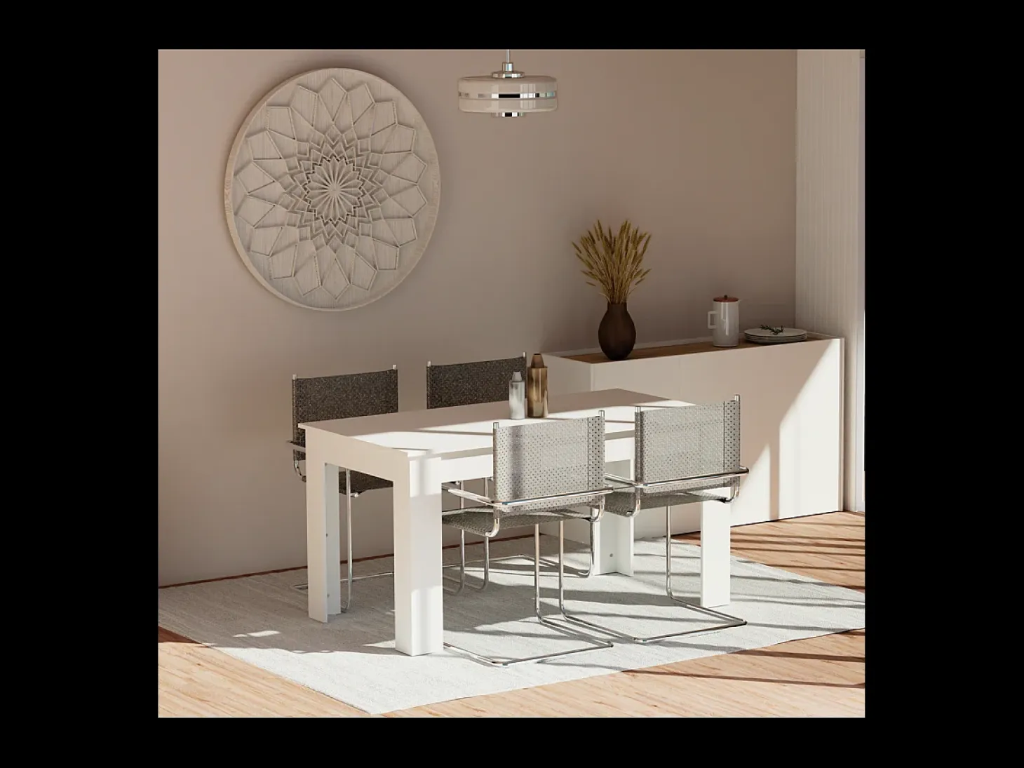 Mesa fija Kia para salón, cocina acabado blanco, 77 cm(alto)140 cm(ancho)80 cm(largo)