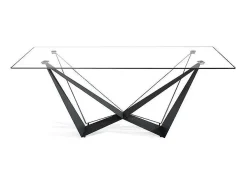 Mesa fija rectangular de vidrio templado Angela, 200 x 100 x 76 cm (ancho x ancho x alto)