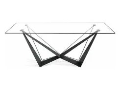 Mesa fija rectangular de vidrio templado Angela, 200 x 100 x 76 cm (ancho x ancho x alto)