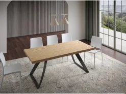 Mesa fija 90x180 cm Tabira roble descortezado patas antracita