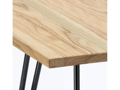 Mesa industrial de metal acero y madera 80x80 bar y casa Hammer - Beige