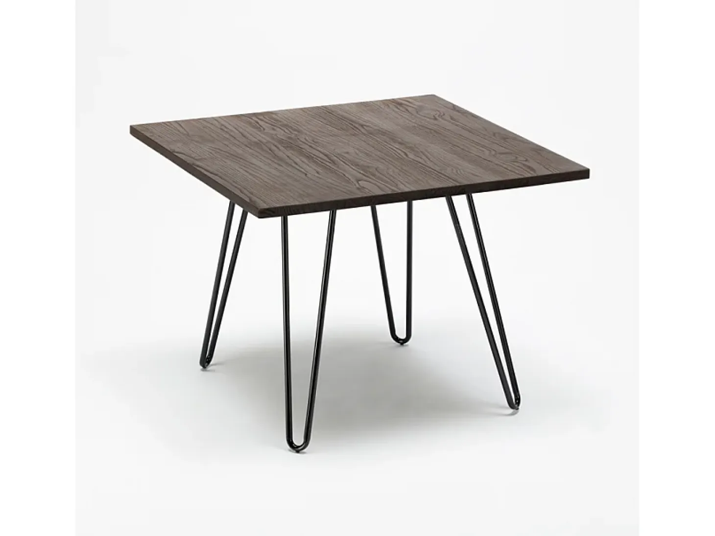 Mesa industrial de metal acero y madera 80x80 bar y casa Hammer - Nogal