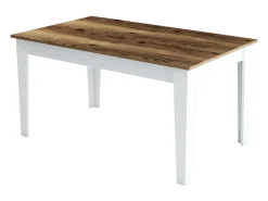 Mesa Kailua B100, Blanco|Nuez|Marrón, 75x88x145cm, Aglomerado laminado