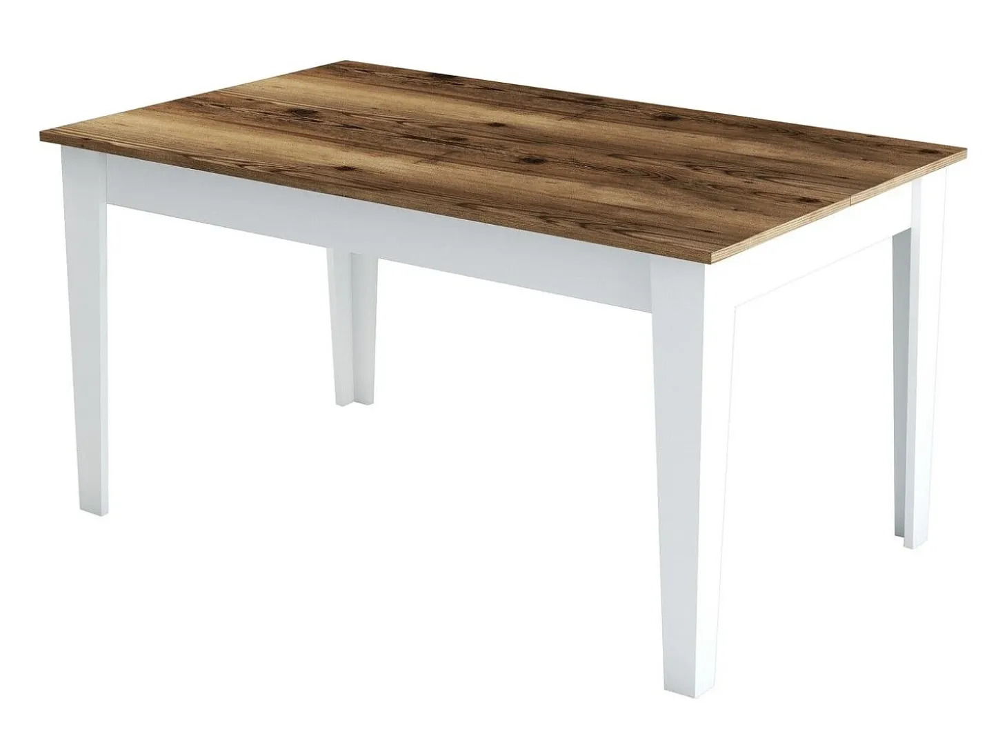 Mesa Kailua B100, Blanco|Nuez|Marrón, 75x88x145cm, Aglomerado laminado