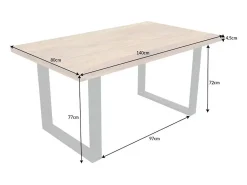 Mesa LODEN 140 cm – Tablero de madera maciza de sheesham barnizado – Patas en U de metal negro