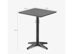 Mesa negra para bar y restaurante de 70x70 cm moderna con gancho para colgar el bolso Jotor