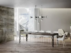 Mesa oriental extensible rectangular para 6 a 10 personas L 120 a 224 cm madera de nogal y estructura de metal antracita Zakary