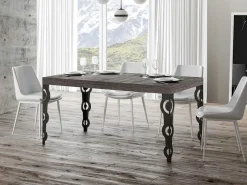 Mesa oriental rectangular 6 plazas L 160 cm madera oscura y patas de metal antracita Kazay