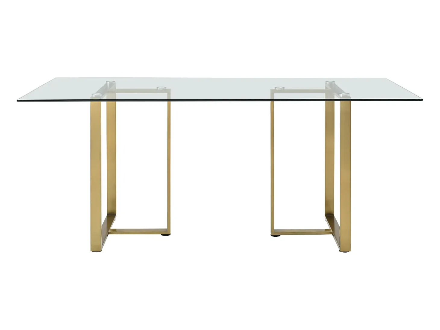 Mesa para 6 en cristal templado y acero inoxidable - Transparente y dorado - NILESA II